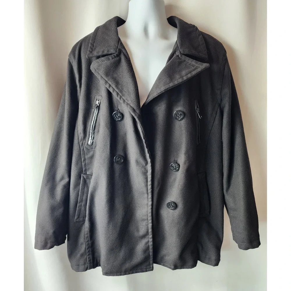 Black‎ Premium Wool Blend Coat Womens L